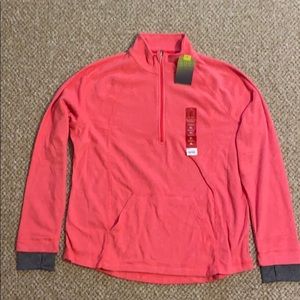 Pinkish red 1/4 zip athletic long sleeve